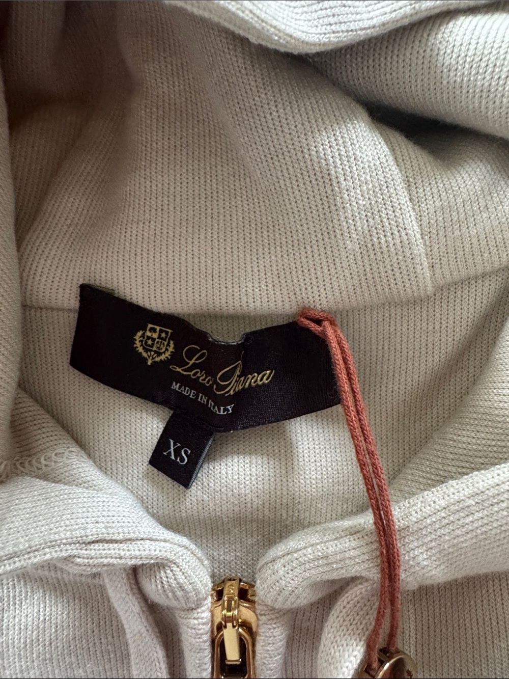 Loro Piana Cream Zip-Up Hoodie with Gold Hardware - Picture 3 of 5